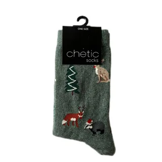 جوراب زنانه ساق بلند طرح حیوانات کریسمسی