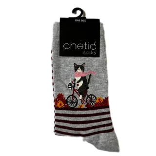 جوراب زنانه ساق بلند طرح گربه قایق‌ران