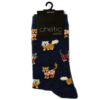 جوراب زنانه ساق بلند طرح گربه‌های لباس‌پوش