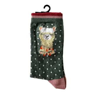 جوراب زنانه ساق بلند طرح لاما پشمالو