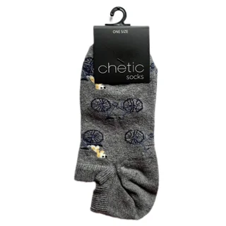 جوراب ساق کوتاه نخی طرح سگ دوچرخه‌سوار