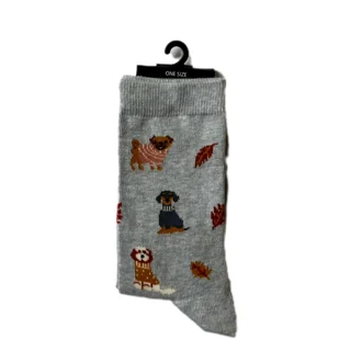 جوراب زنانه ساق بلند طرح سگ در پاییز