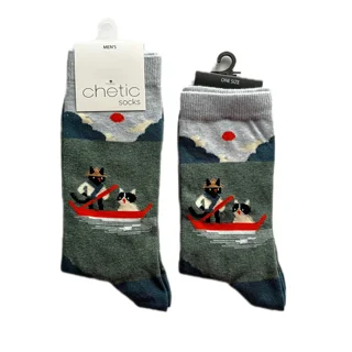 ست جوراب زن و مرد طرح گربه قایق‌سوار